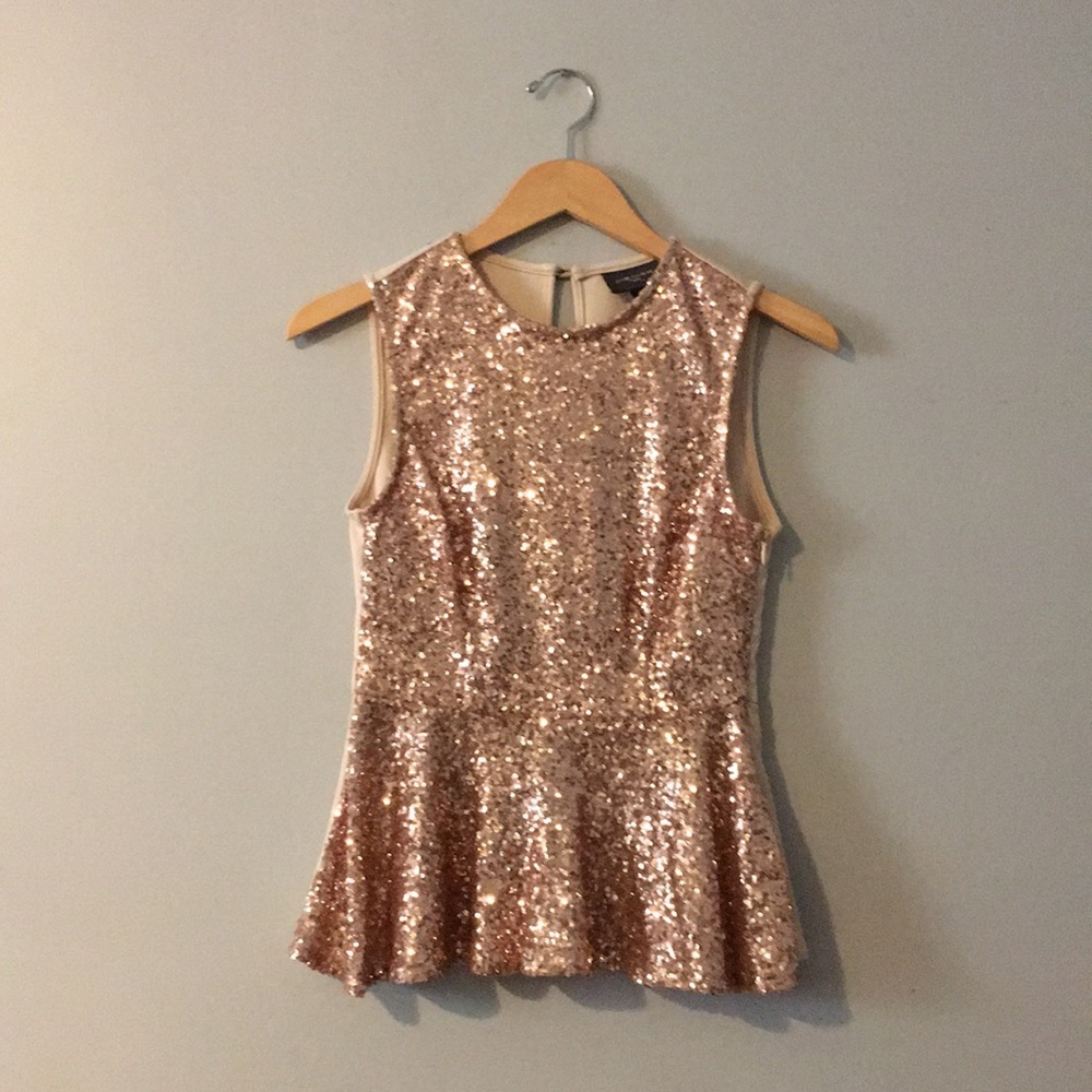 Artee Couture Nordstrom brand peplum sequin gold